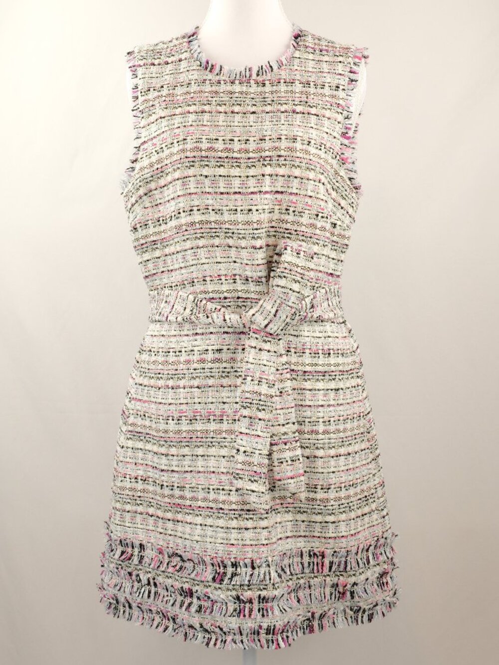 Cinq a Sept Ashton Multicolor Belted Sleeveless Tweed A-Line Mini Dress
